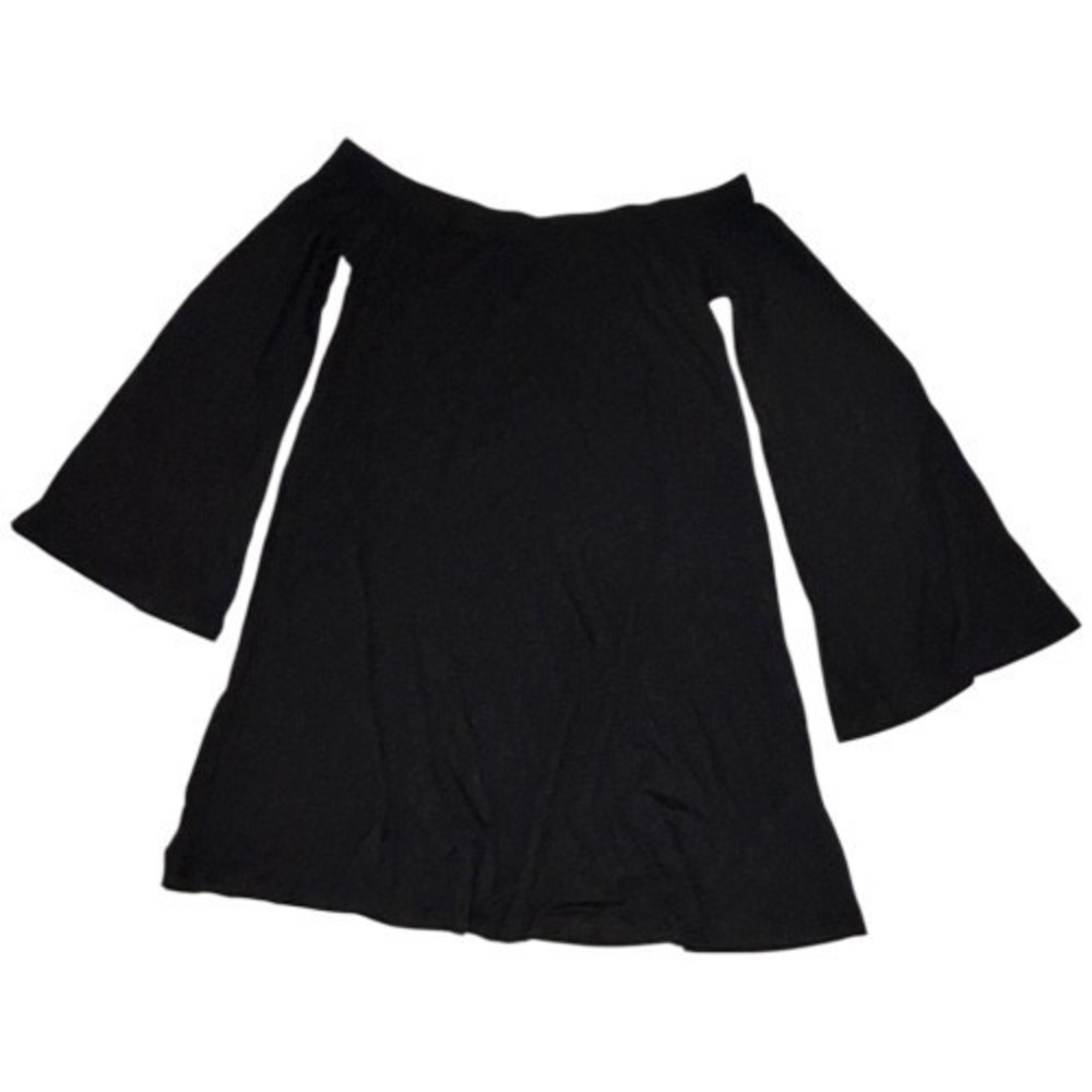 Lani California Black Off Shoulder Mini Dress Small Bell Flare Sleeve Boho